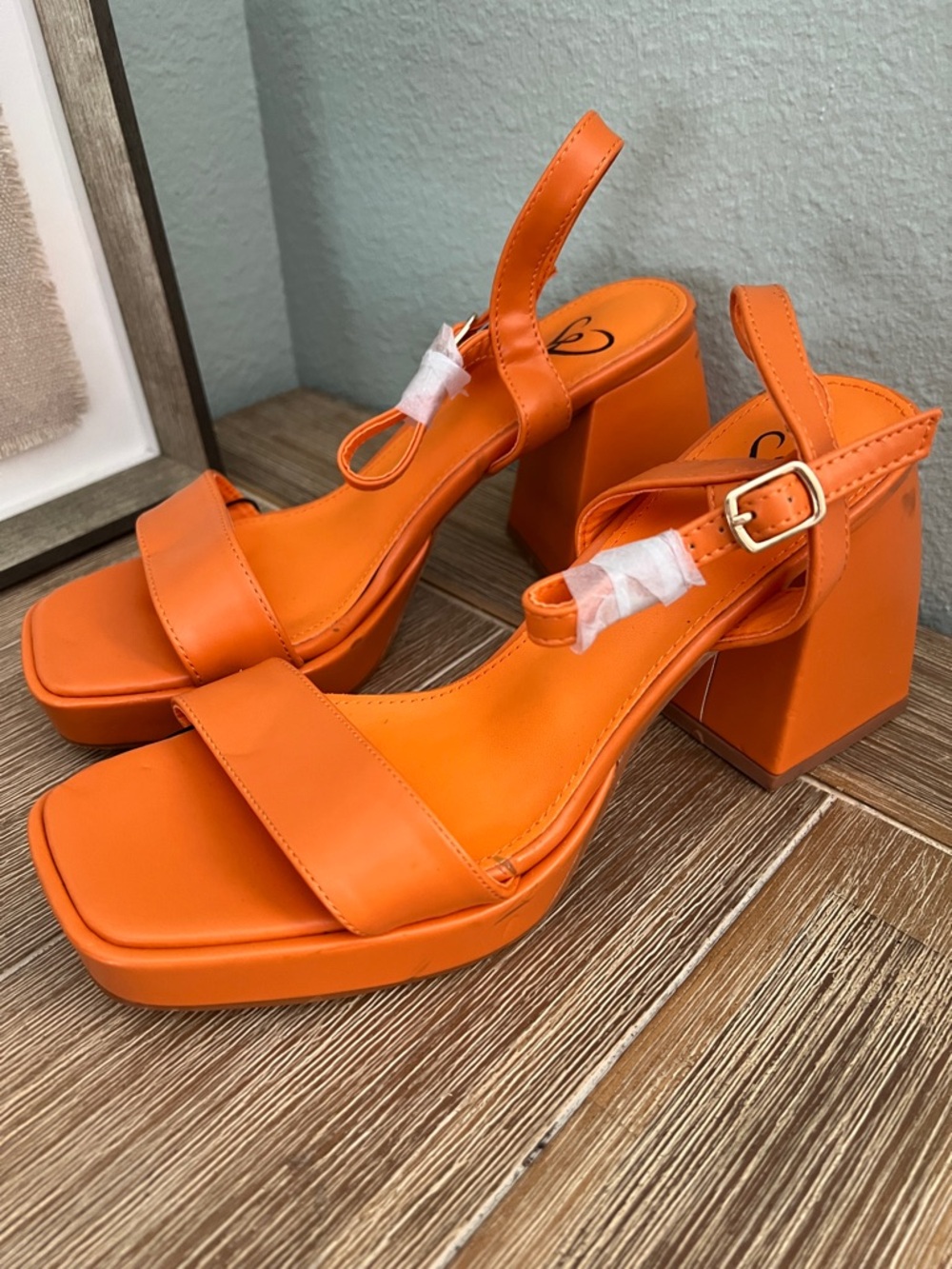 Windsor Orange Block Platform Sandals